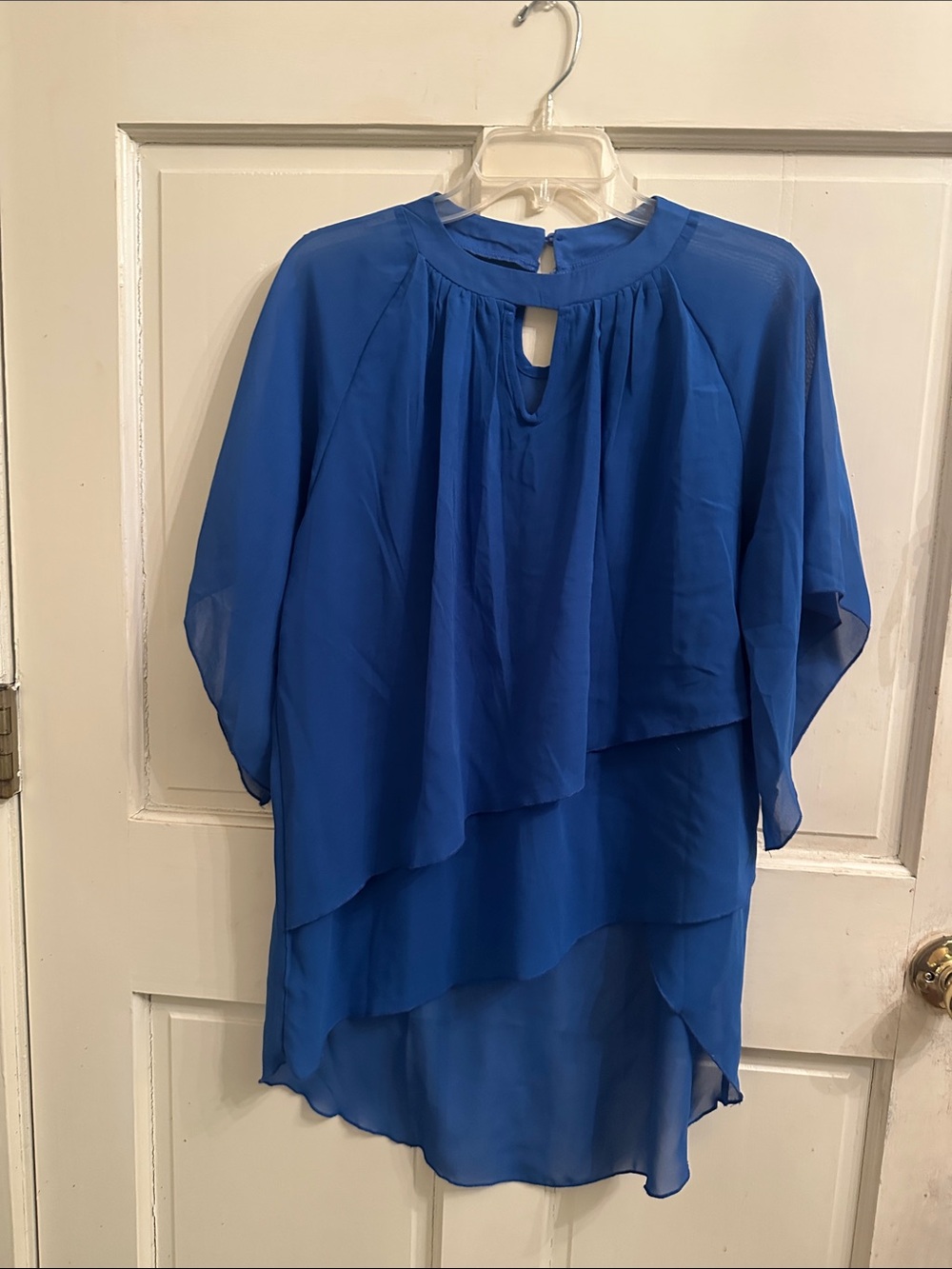 Blue Layered Chiffon Women's Blouse